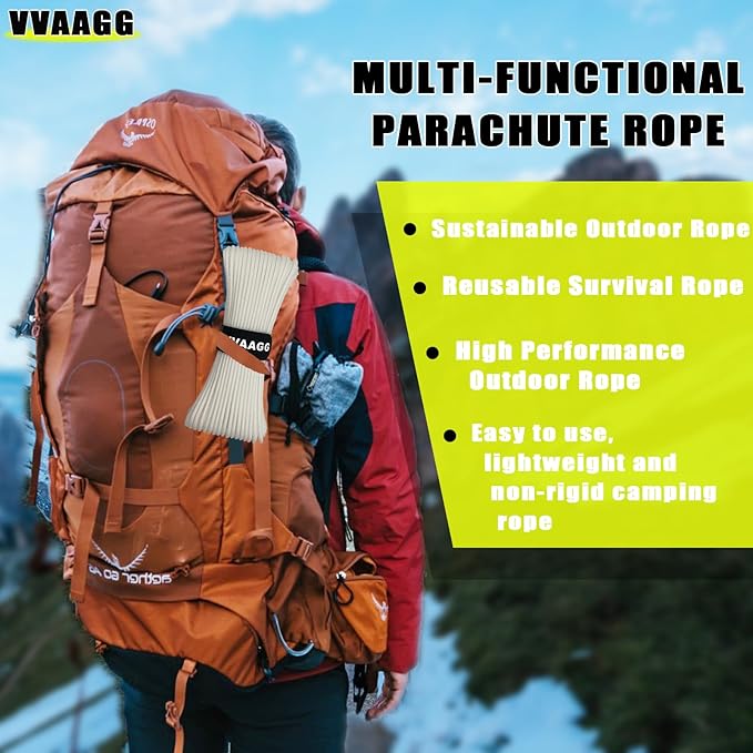 VVAAGG 1000 White Paracord 200FT Utility Parachute Cord 4mm Nylon String12 - Image 6