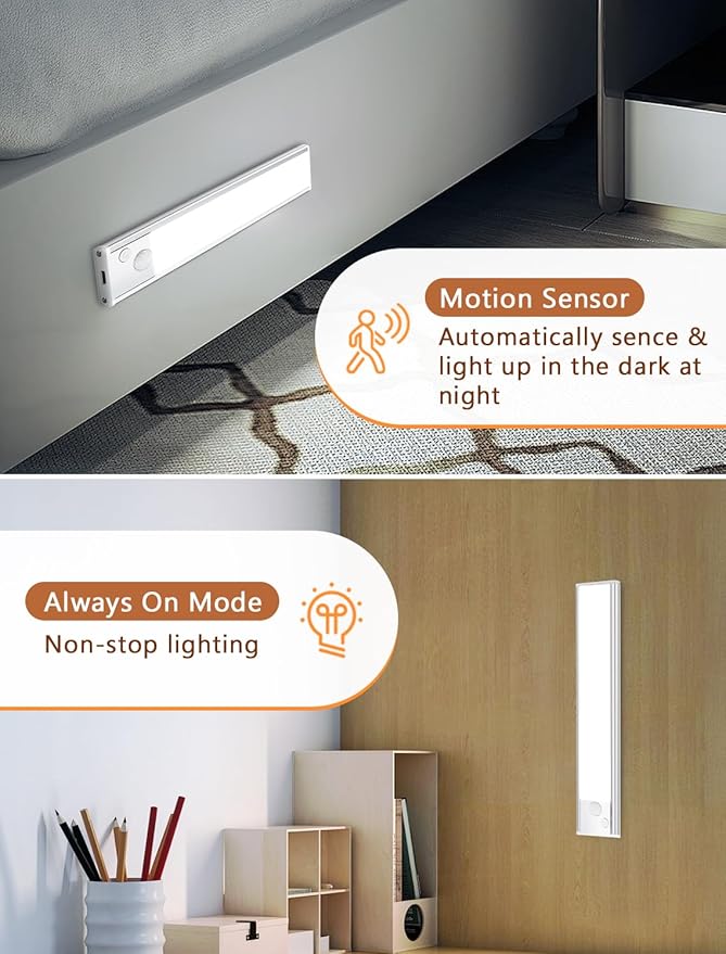 Under Cabinet Rechargeable Lighting: 10 Inch Motion Sensor Dimmable Lights - Image 5
