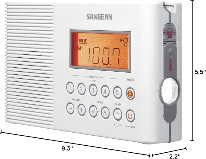 Sangean H201 Shower Radio AM/FM Waterproof, Weather Alert Radio - Image 8