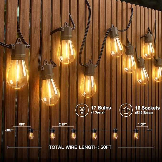 addlon 50FT LED Outdoor String Lights - Image 6