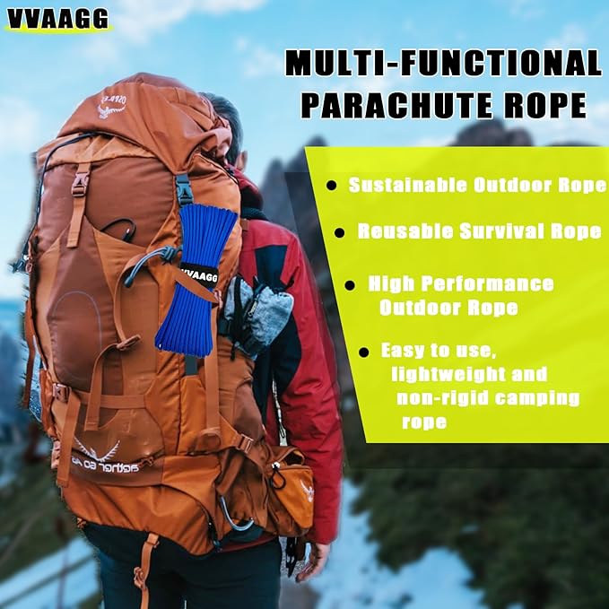 VVAAGG 1000 Paracord Rope 200FT, 4mm Utility Parachute Cord 12 Strand Nylon Rope - Image 6
