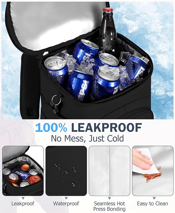 Cooler Backpack, 22L Waterproof Soft Backpack Coolers Leak Proof Beach Backpack - Image 3