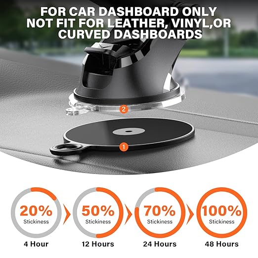 APPS2Car 3M Adhesive Pads-2pcs 70mm Round & 6pcs 35mm Round, 70mm Dashboard Pad - Image 3