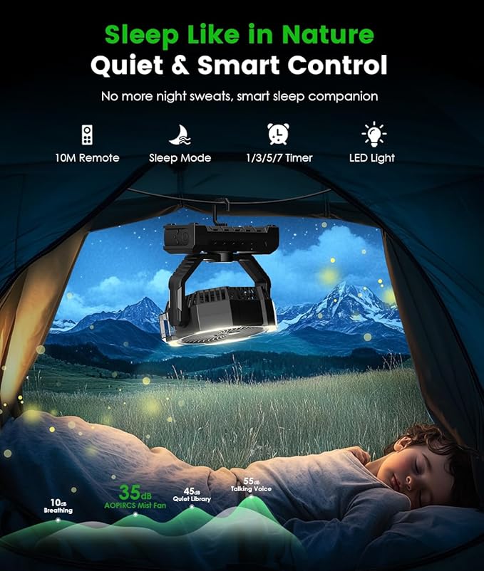 Camping Misting Fan - 24000mAh Portable Battery Powered Fans - Image 5