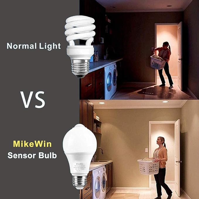 MikeWin Motion Sensor Light Bulbs Outdoor 4 Packs 13W Security LED Bulb - Image 4