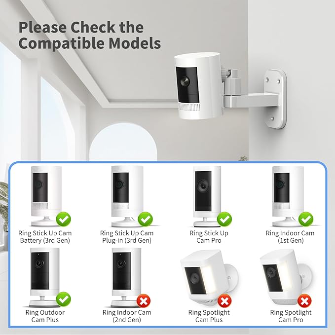 2 Pack Ring Camera Mount: 360 Degree Adjustable Wall Mount - Image 2