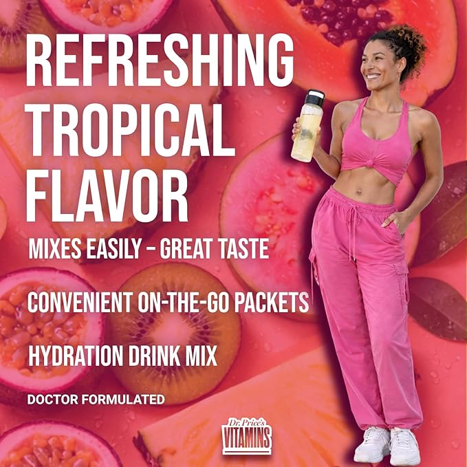 Dr. Price’s Electrolytes Hydration Powder Packets – Tropical, 30 Packs | Sugar - Image 6