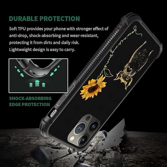 for iPhone 12 Pro Max Case, Pig Sunflower Yellow Sunshine Pattern Graphic - Image 7