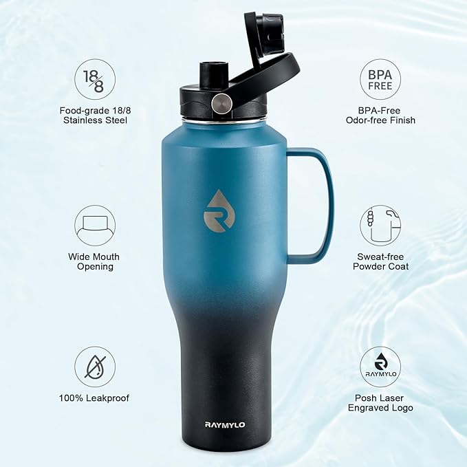 RAYMYLO Insulated Water Bottle 40oz, Stainless Steel Water Bottle - Image 4