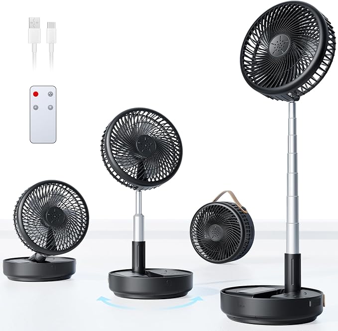 Portable Oscillating Travel Fan, 10400mAh Battery Operated Rechargeable USB by Primelove