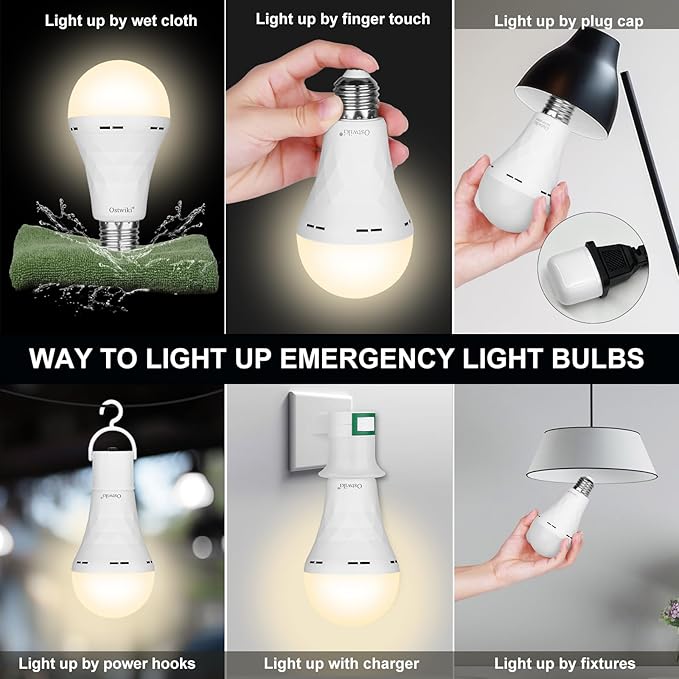Ostwiki Rechargeable Light Bulbs, 1200mAh Led Battery Backup Bulb - Image 5