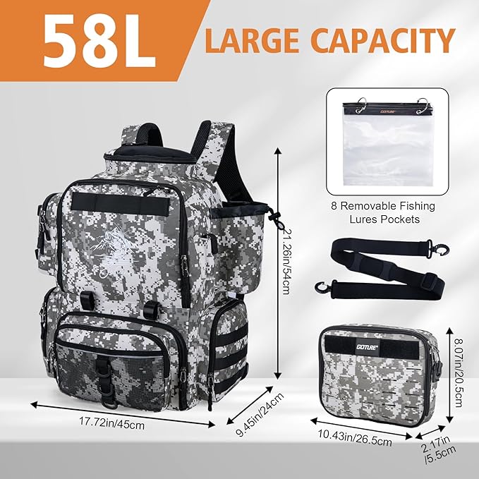 Goture Fishing Backpack, 900D Water-Resistant Tackle Backpack - Image 5