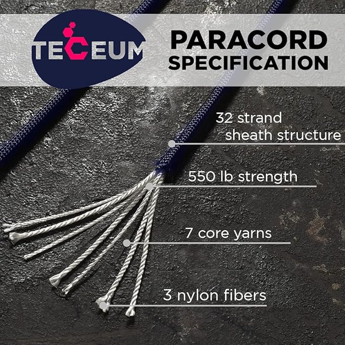 TECEUM Paracord Type III 550 Navy Blue – 1000 ft – 4mm – Tactical Rope MIL-SPEC - Image 2