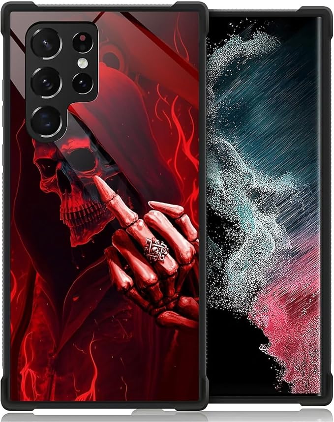 for Samsung Galaxy S22 Ultra Case, Gestures Funny Skull Pattern Graphic Design by FKBRCL4U