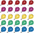 Meconard 25 Pack G40 Colored LED String Light Bulbs, E12/C7 Candelabra Base by Meconard