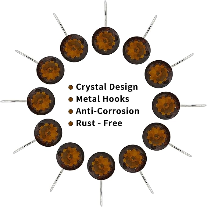 MitoVilla Dark Brown Shower Curtain Hooks Rings, Metal Shower Hooks - Image 4