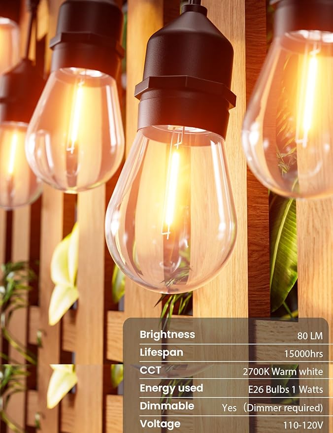 Svater Outdoor String Lights Led 105FT, Commercial Grade Patio Light - Image 5