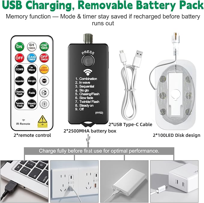 HXWEIYE Rechargeable Fairy Lights - Image 6