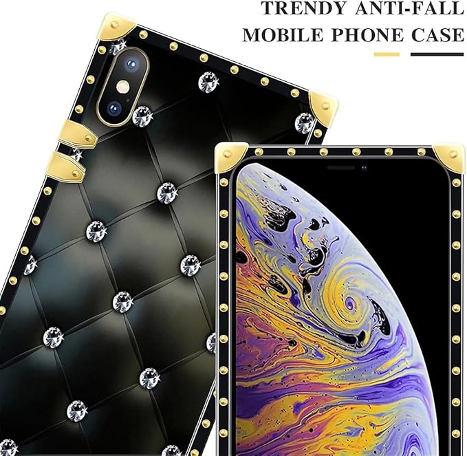Compatible with iPhone Xs Max Case, Shiny Black Sofa Crystal Luxury Golden - Image 4