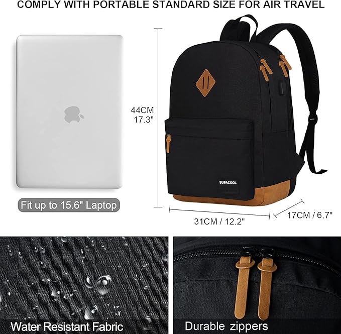 SUPACOOL Casual Laptop Backpack, Lunch bag, Pencil bag, School backpack - Image 2