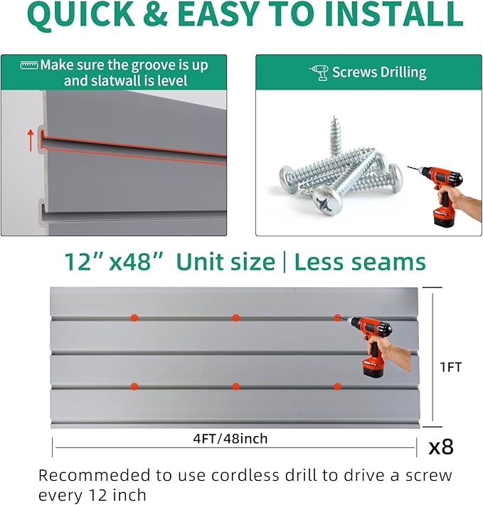 FRAYSCENT Slat Wall Paneling Garage Slat Wall Storage Systems Slatwall Panels - Image 6