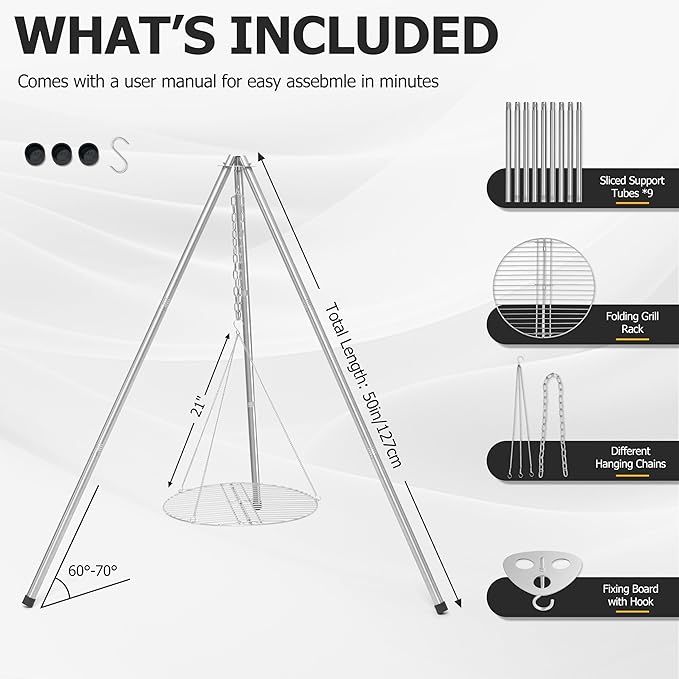 Stainless Steel Campfire Tripod - Image 2