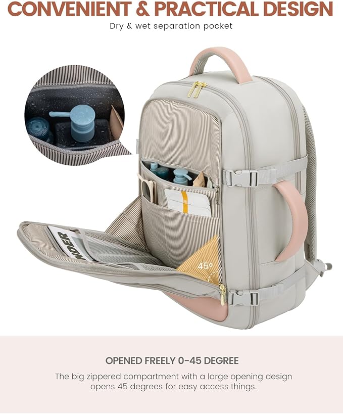 LOVEVOOK Travel Backpack For Women Flight Approved, 50L Carry On Backpack - Image 8