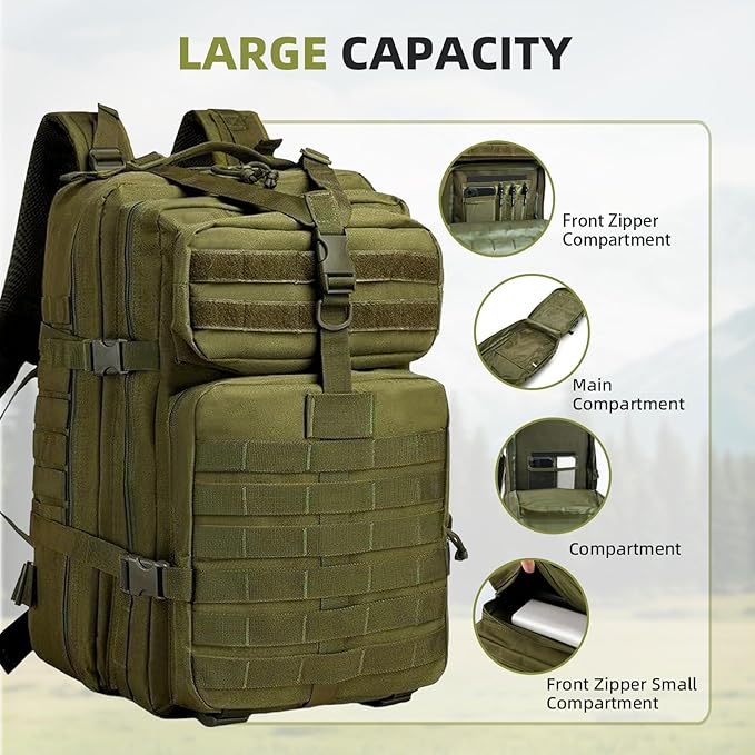 aiGear 45L Tactical Backpack for Men, All-Weather Military Assault Rucksack - Image 4