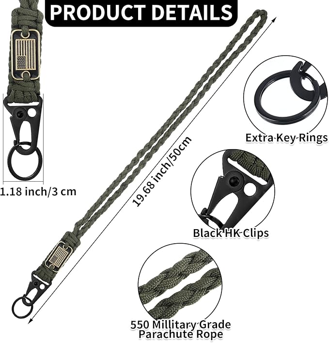 Frienda 2 Set Heavy Duty Paracord Lanyard Necklace Whistles Strap Braided 550 - Image 2