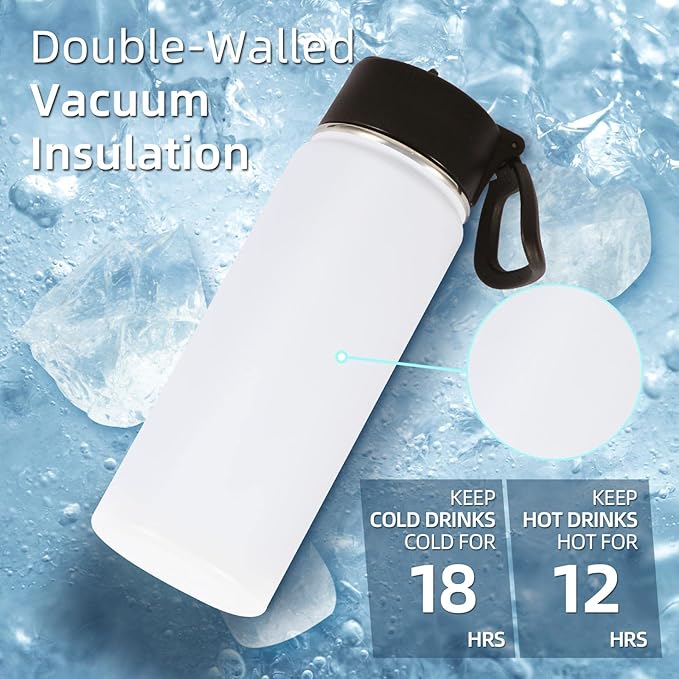 Volhoply 18oz Insulated Water Bottle Bulk 8 Pack, Kids Stainless Steel Water - Image 3