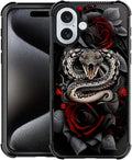 for iPhone 16 Case, Entwined Rose Snake Pattern Graphic Design Girl Boy Soft by FKBRCL4U
