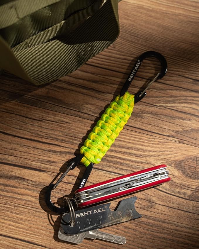 Paracord Braided Carabiner Keychain Lanyard Strap, Hanger Stroller Hook w/2 - Image 6