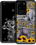 for Samsung Galaxy S20 Ultra Case, Cute Little Elephant Sunflower White Line by FKBRCL4U
