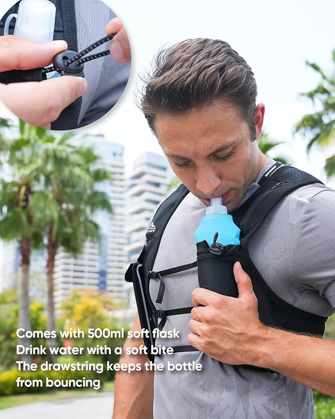 Zelvot 2 Pack Running Vest Soft Flask, BPA-Free 500ml Collapsible Water Bottle - Image 5