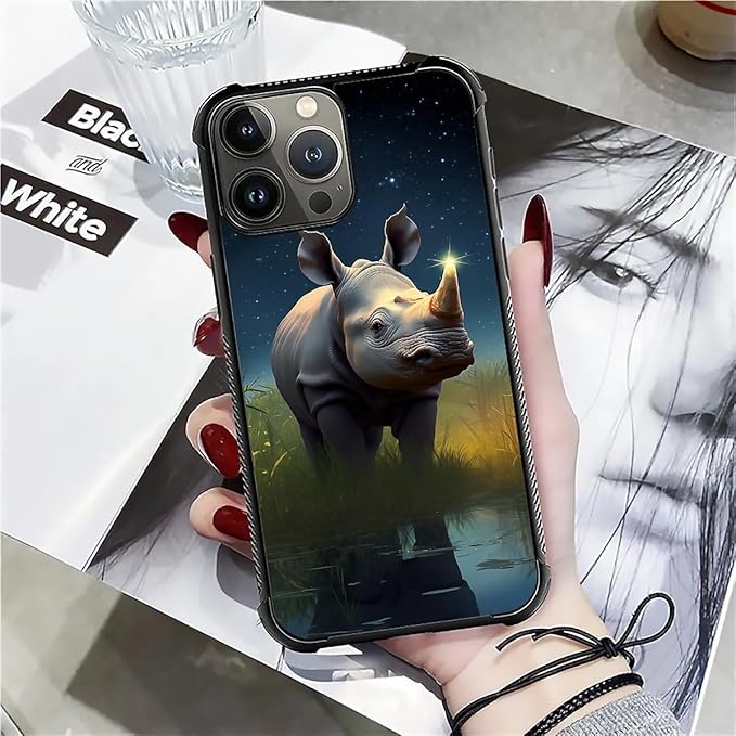 for iPhone 16 Pro Max Case, Rhino Water Marshes Pattern Graphic Design Girl Boy - Image 7