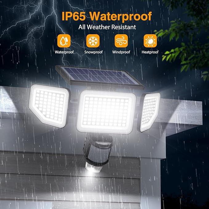 Onforu Solar Lights Outdoor, 3 Heads Security Lights - Image 4