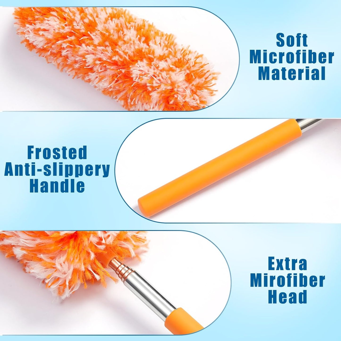 Tanlade 8 Pcs Microfiber Feather Duster for Cleaning 13-31 Inch Extendable Cobweb Dusters Ceiling Fan Duster Washable Bendable Tool for Office Car Window Furniture (Bright Color)