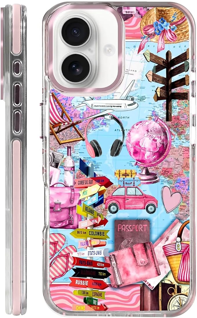 Case for iPhone 16, Cover Holiday Trip World Map Phone Case Design，for Women by Toulas