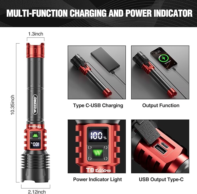 WdtPro Rechargeable LED Flashlights High Lumens, Super Bright 90000LM - Image 6