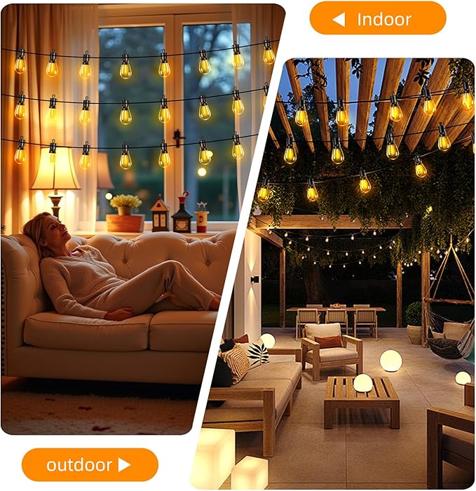 Outdoor Patio String Lights 100ft: S14 LED Shatterproof Bulbs 3 Modes Button - Image 8