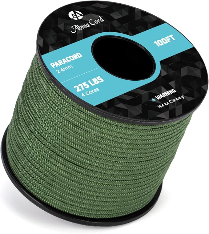 Abma Cord 2.4mm Paracord 275 100ft Nylon Rope 4 Strands Tactical Parachute Cord by Abma+Cord