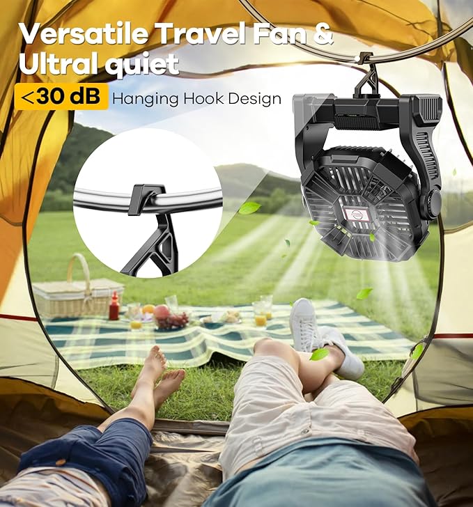 DOWILLDO 20000mAh Portable Battery Powered Camping Fan - - Image 7
