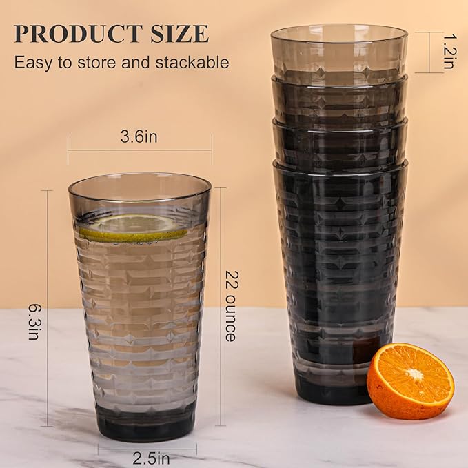 Acrylic Clear Highball Plastic Cups | Plastic Reusable Tumblers 22oz | - Image 3