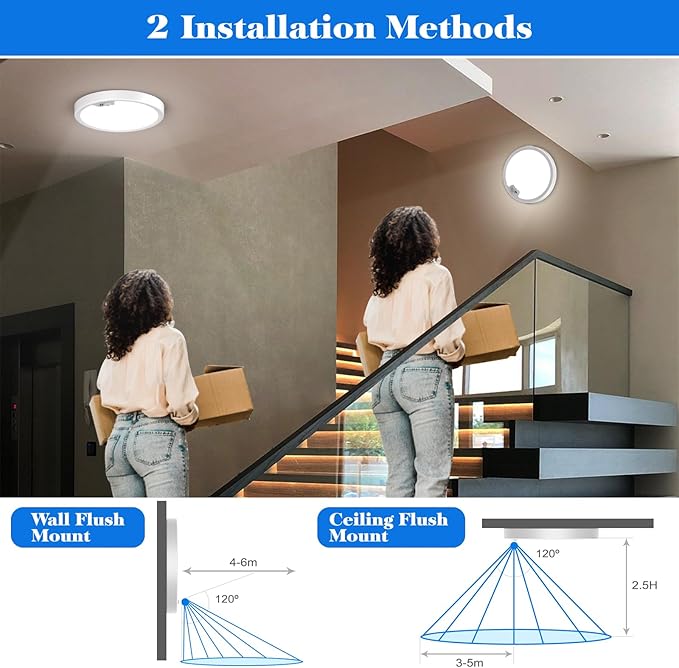 Motion Sensor Ceiling Light Wired, LED Flush Mount Ceiling Light Fixture - Image 4