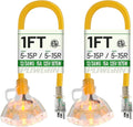 POWGRN 1 FT 2 Pack 12/3 Gauge Extension Cord by POWGRN