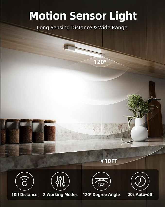 EZVALO 7.8" Rechargeable Motion Sensor Light Indoor, Wireless Closet Lights - Image 2