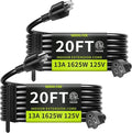 16/3 Black 20 FT Extension Cord, Indoor Extension Cord by Seeklyze