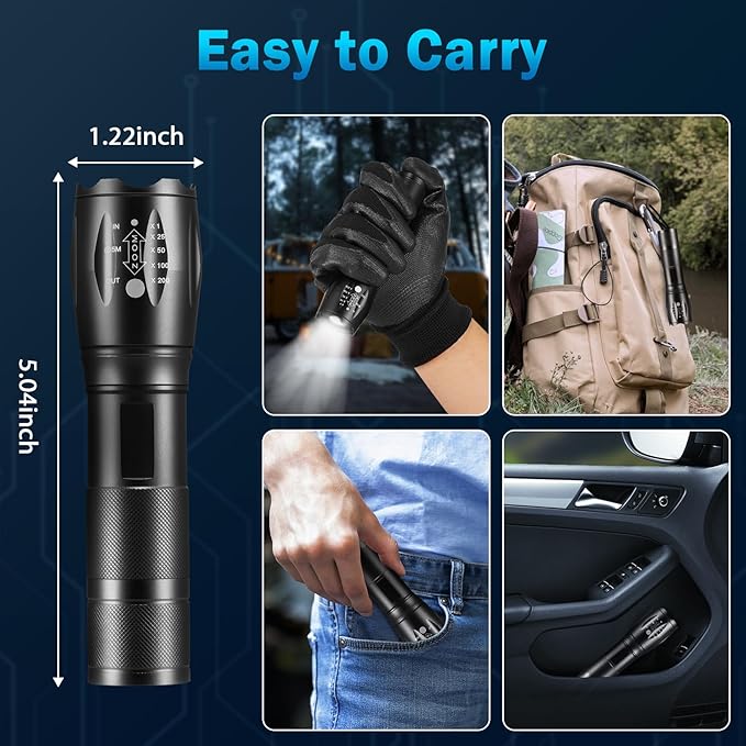 6Pack LED Flashlights High Lumens, 5Mode Tactical Flashlight - Image 4