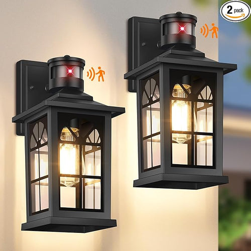 2-Pack Motion Sensor Outdoor Wall Lights, Dusk to Dawn Porch Lights Outdoor by BringYouBrightFuture