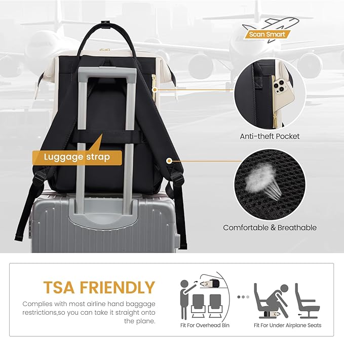 LOVEVOOK Leather Backpacks for Women, 15.6 inch Leather Laptop Backpack Women - Image 5